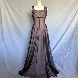 90s gothic vampy beaded mesh overlay prom dress / formal dress
